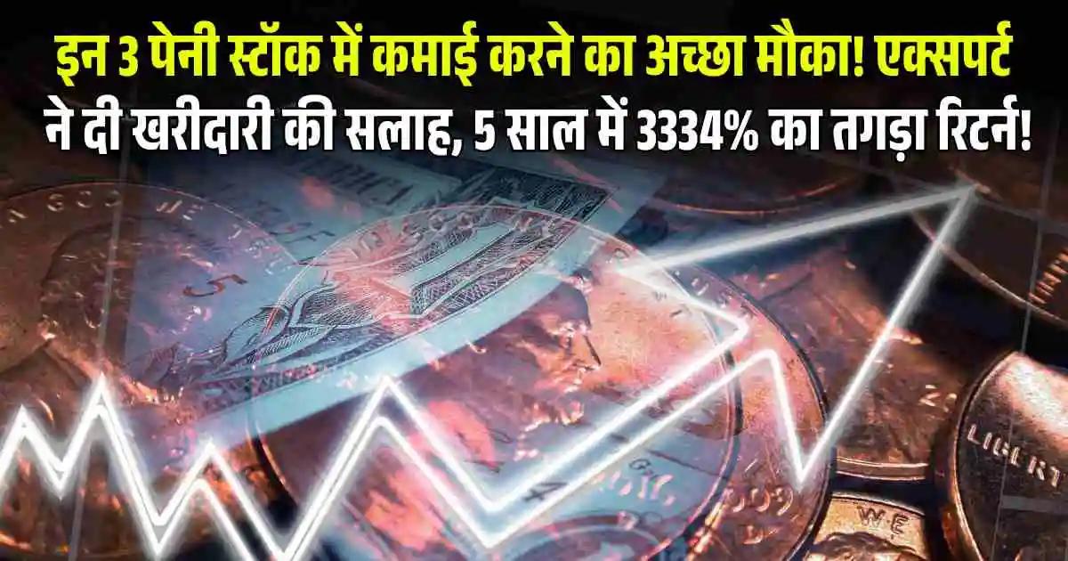 Penny Stocks India: इन 3 पेनी स्टॉक में कमाई करने का अच्छा मौका! एक्सपर्ट ने दी खरीदारी की सलाह, 5 साल में 3334% का तगड़ा रिटर्न!